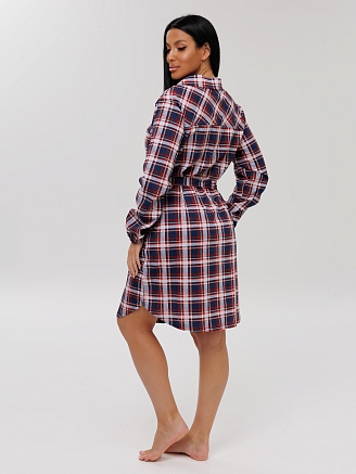 Женский халат Х-186(К) / Красный (клетка)