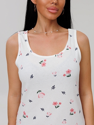 Женская сорочка Сор-110(Каш) / Белый (розовые цветы)