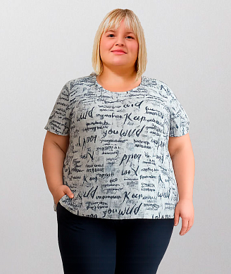 Женская туника МАКСИ ТК-398-ФУТ / Надписи на светлом