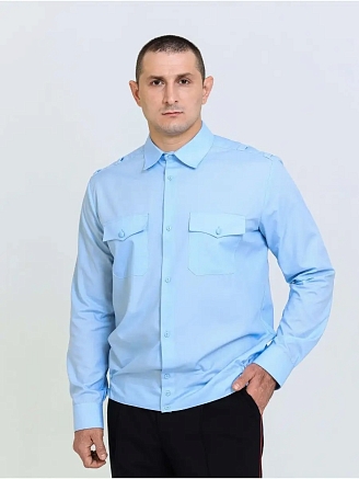 Мужская рубашка форменная Полиция (длинный рукав) / Голубой