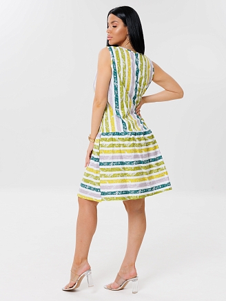 Женский сарафан С-100(К) / Бирюзовый (полосы)