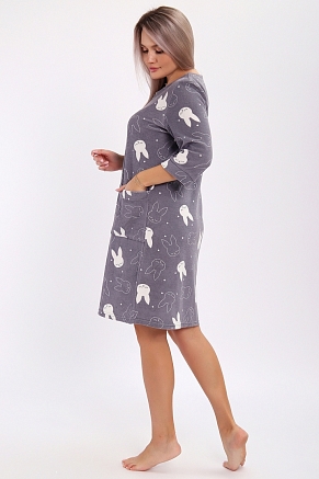 Женский халат 513 / Зайцы, графит