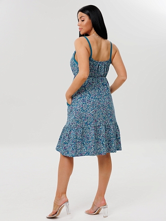 Женский сарафан С-95(К) / Петроль (веточки)