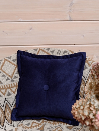 Подушка декоративная на диван с пиковкой / Темно-синий