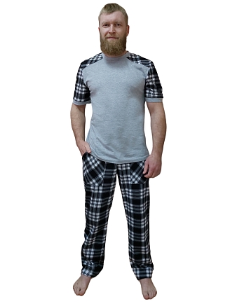 Мужская пижама ПК-30 / Черно-белая клетка