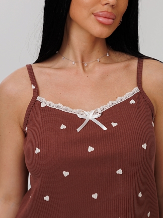 Женская пижама П-96(Каш)/ Шоколадный (сердечки)