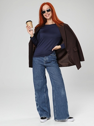 Женский лонгслив Энкар / темно-синий