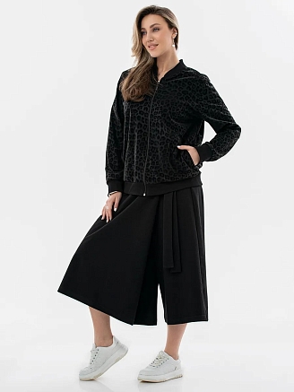 Женский джемпер-бомбер на молнии / Черный