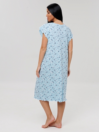 Женская сорочка Сор-71(К) / Ярко-голубой (цветы)