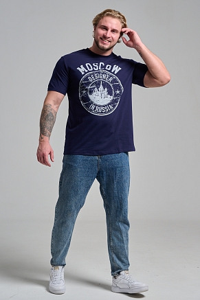 Мужская футболка 8503/1 / темно-синий+Москва