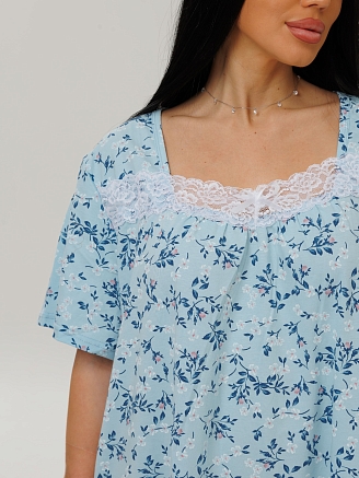 Женская сорочка Сор-38(К) / Голубой (белые цветы)