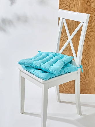 Комплект подушек на стул с завязками (бязь) 16т. / Ярко-голубой