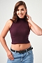 Женский топ 52714  укороченный с горлом / сливовый
