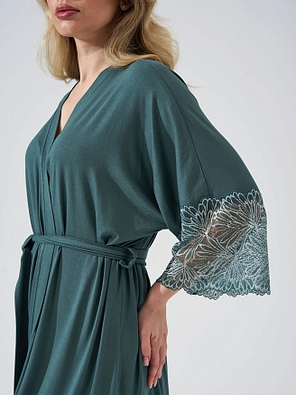 Женский  халат "Флирт (кружево) 2451-Ви / Зеленый