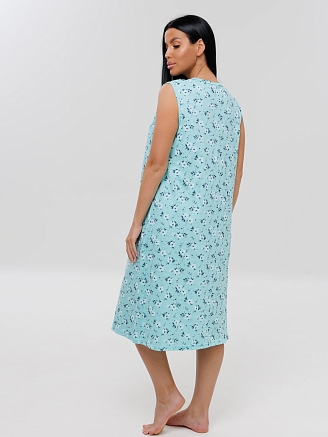 Женская сорочка Сор-85(К) / Бирюзовый (цветы)