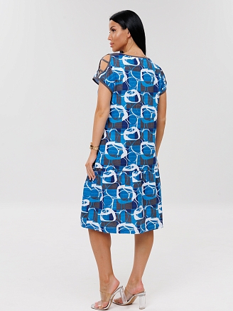 Женское платье Пл-82(К) / Синий (круги)