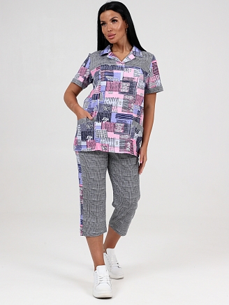 Женский костюм КК-55 / Сиренево-серая клетка