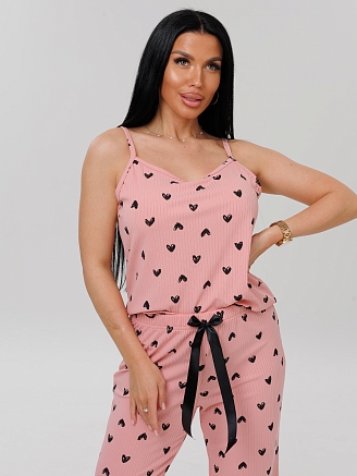 Женская пижама П-111(Л) / Персиковый (сердечки)