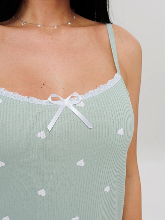 Женская сорочка Сор-96(Каш) / Серо-зеленый (сердечки)