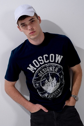 Мужская футболка 8503/1 / темно-синий+Москва