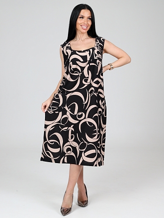 Женский сарафан МАКСИ СК-345 / Бежевые ленты на черном