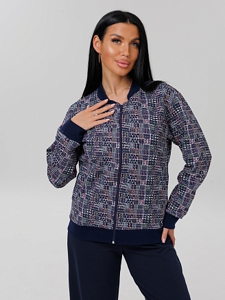 Женский костюм К-222(Фут) / Темно-синий (узор)