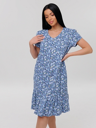 Женский халат Х-167(К) / Голубой (мелкие цветочки)