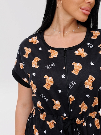 Женский халат Х-140(К) / Черный (медвежата)