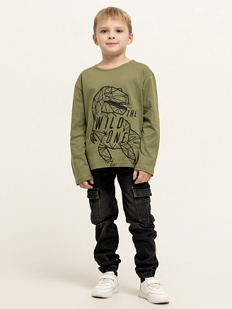 Детский лонгслив "Дино" / Хаки арт. дк69дх