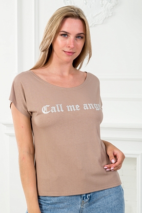 Футболка женская Лирика Call me angel / кофе
