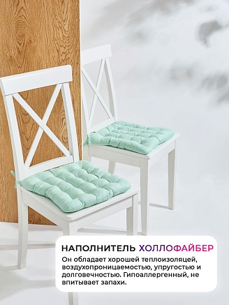 Подушка на стул с завязками (бязь)16т. / Оливковый