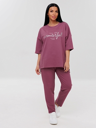 Женский костюм К-191(Фут) / Брусничный (надписи)