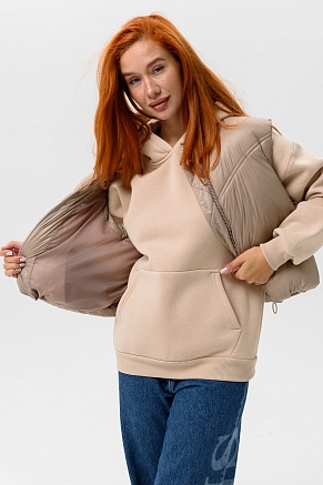 Женская толстовка 14428 оверсайз / бежевый
