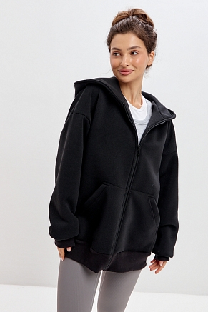 Женская толстовка Сова / Черный макси