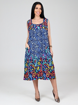 Женский сарафан МАКСИ СК-345 / Разноцветный узор