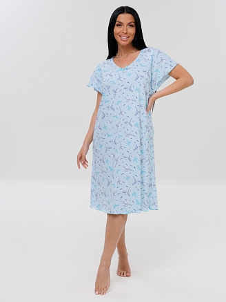 Женская сорочка Сор-73(К) / Голубой (птички)