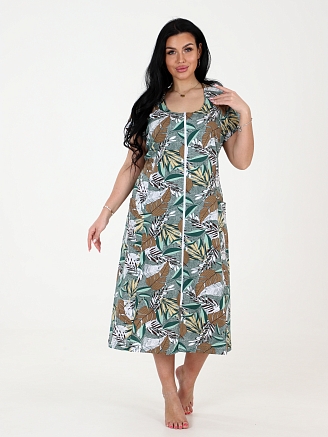 Женский халат ХК-548 / Листва на оливке