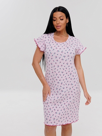 Женская сорочка Сор-107(Каш) / Розовый (цветы)