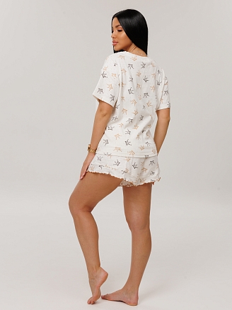 Женская пижама П-98(ТРН) / Молочный (короны)