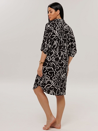 Женский халат Х-76(К) / Черный (цветы)