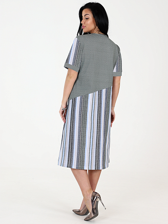 Женское платье Каприз ПлК-1544 / Голубая, серая, белая полоса