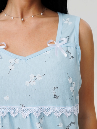 Женская сорочка Сор-15(К) / Нежно голубой (цветы)
