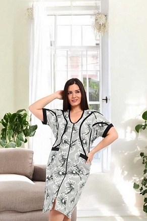 Халат женский 39055 / бело-зеленый