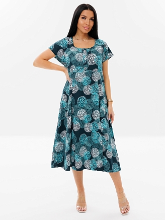 Женское платье Пл-107(К) / Бирюзовый (горох)