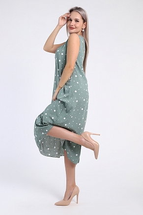 Женский сарафан 725 / Оливковый в горох