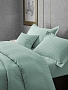 Постельное белье сатин страйп с простыней на резинке  (ПУ) / Нежная мята