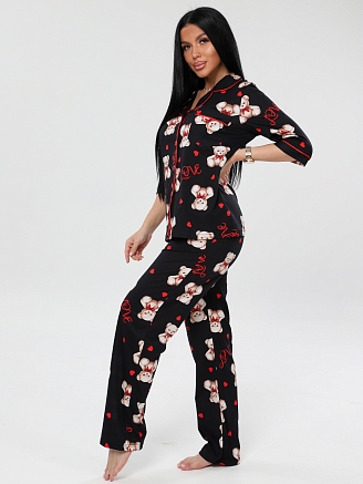 Женский костюм К-132(К) / Черный (медвежата)