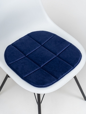 Подушка на стул с закругленными краями / Темно-синий