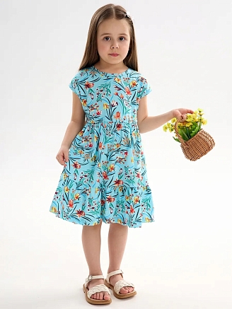 Детское платье "Ласточка" / Ирисы на голубом
