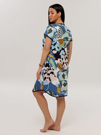 Женский халат Х-154(К) / Синий (узоры)